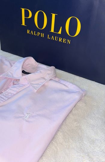 Chemise Neuve Ralph Lauren Rose Pâle Logo Blanc - Taille S/36