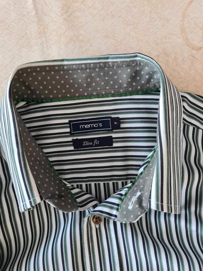 Chemise à rayures vertes et bleues taille XL Memo's - photo numéro 2
