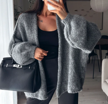 Gilet - Gris - Maille - Décontracté - Cocooning - Automne