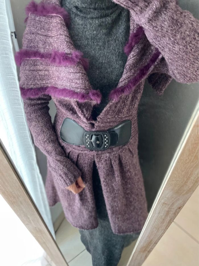 Gilet long femme violet - photo numéro 2