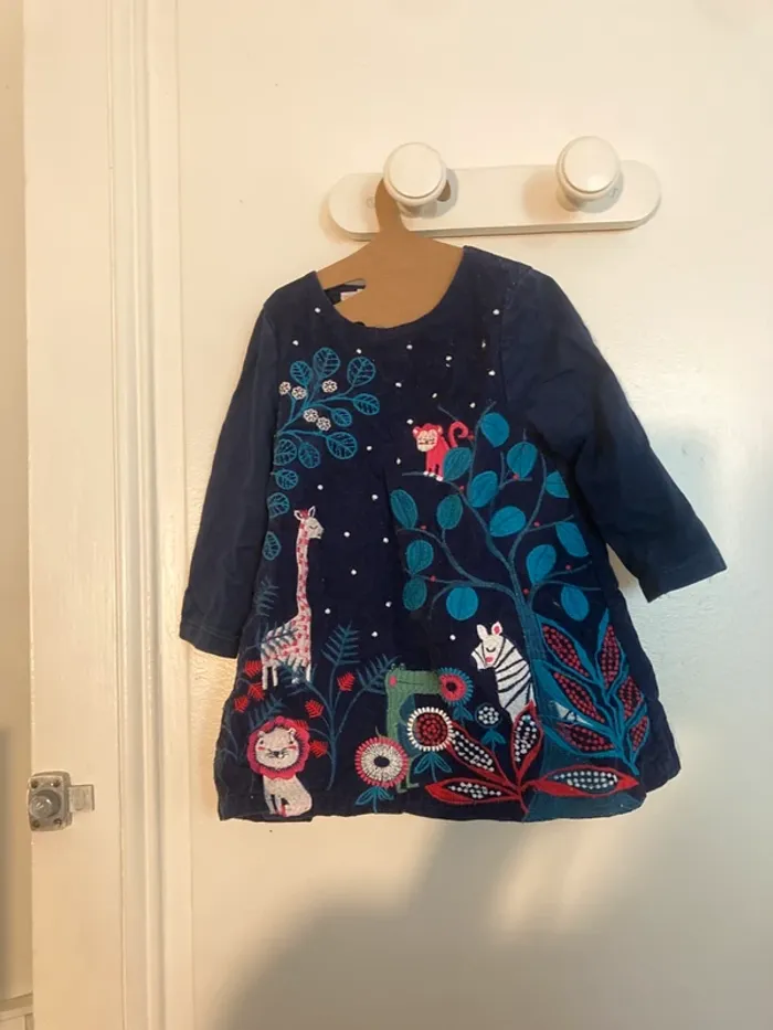 Robe bébé Du Pareil au Même 18 mois – Velours brodé animaux jungle 🌿