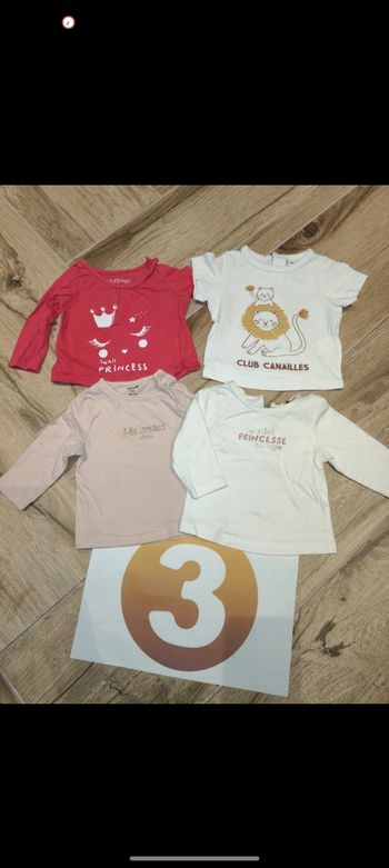 Lot 4 t-shirts manches longues maman papa princesse lion paillettes