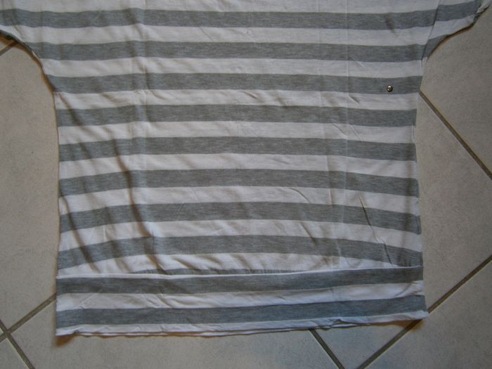 Tee-shirt MC rayé blanc/gris PROMOD Taille L - photo numéro 10