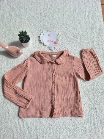 Blouse doublée gaze rose
