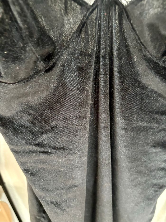 Nuisette à bretelles noir effet velours avec dentelle Undiz - Taille M - photo numéro 4