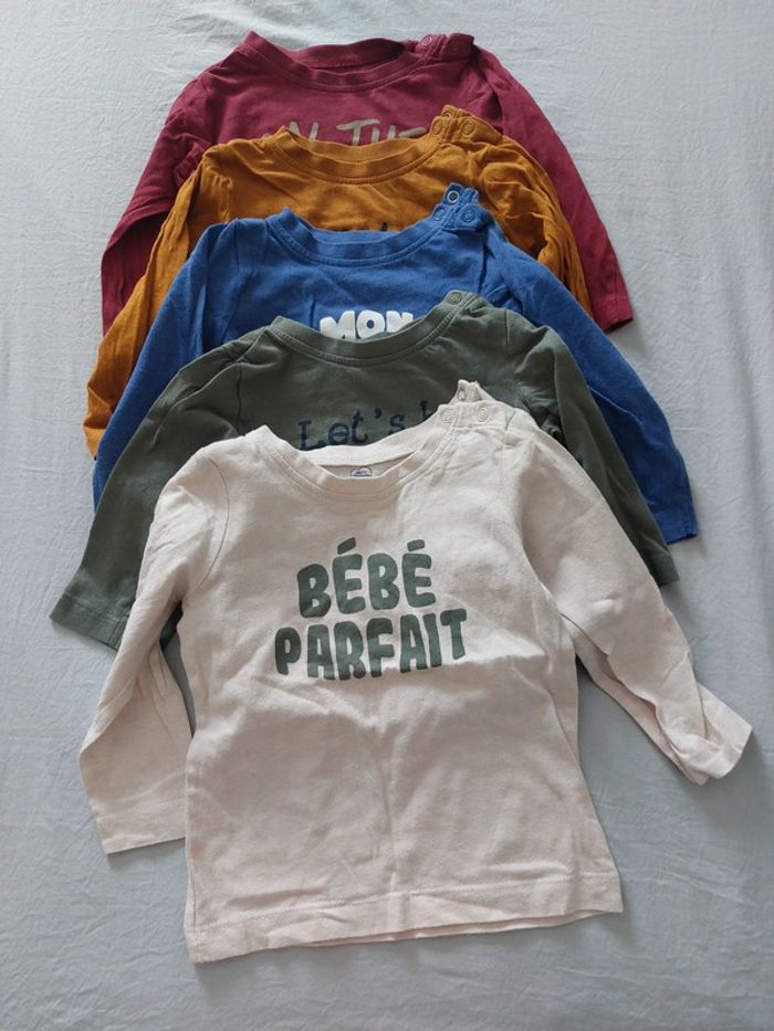 Lot 5 t-shirt manches longues Mots d'enfants 18 mois