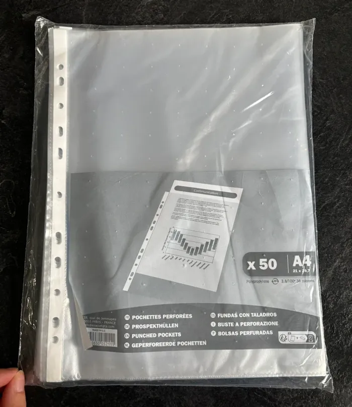 Lot 50 pochettes transparentes A4