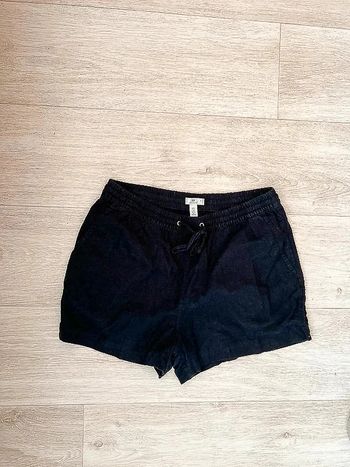 Short noir femme en lin H&M Linen Blend taille élastique