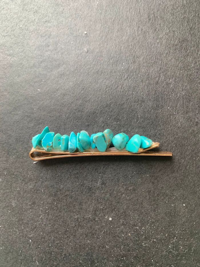Barrette avec pierres turquoises - photo numéro 2
