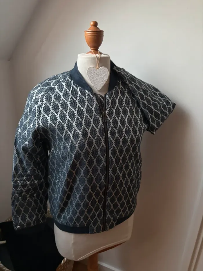 Bombers matelassé en jacquard marine/argenté - Paul & Joe - T40 - photo numéro 3