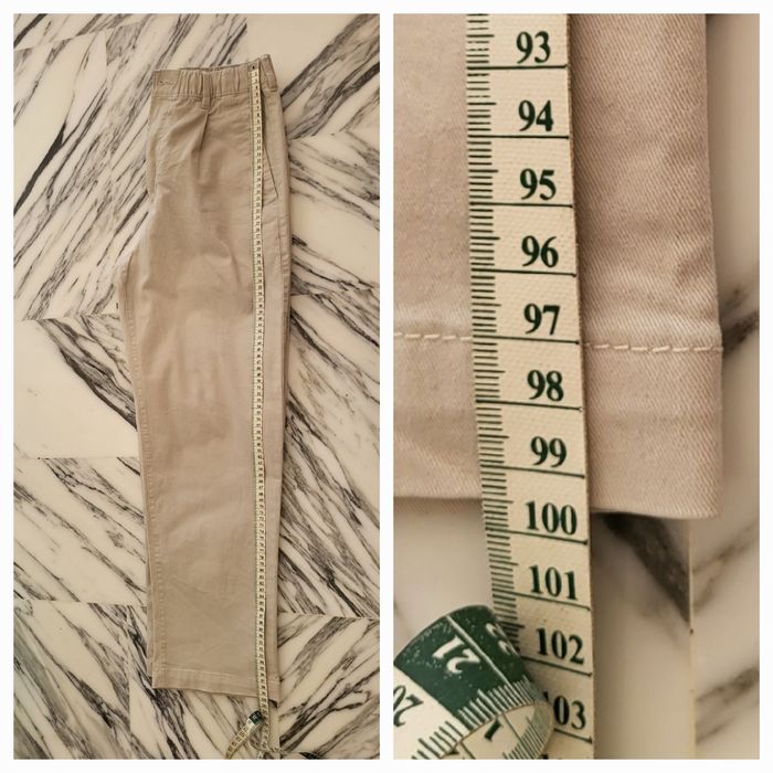 H&M Pantalon TEurXS- Beige -Coupe Regular Fit avec Taille à Passants, Elastiquée & Cordon en TBE - photo numéro 9