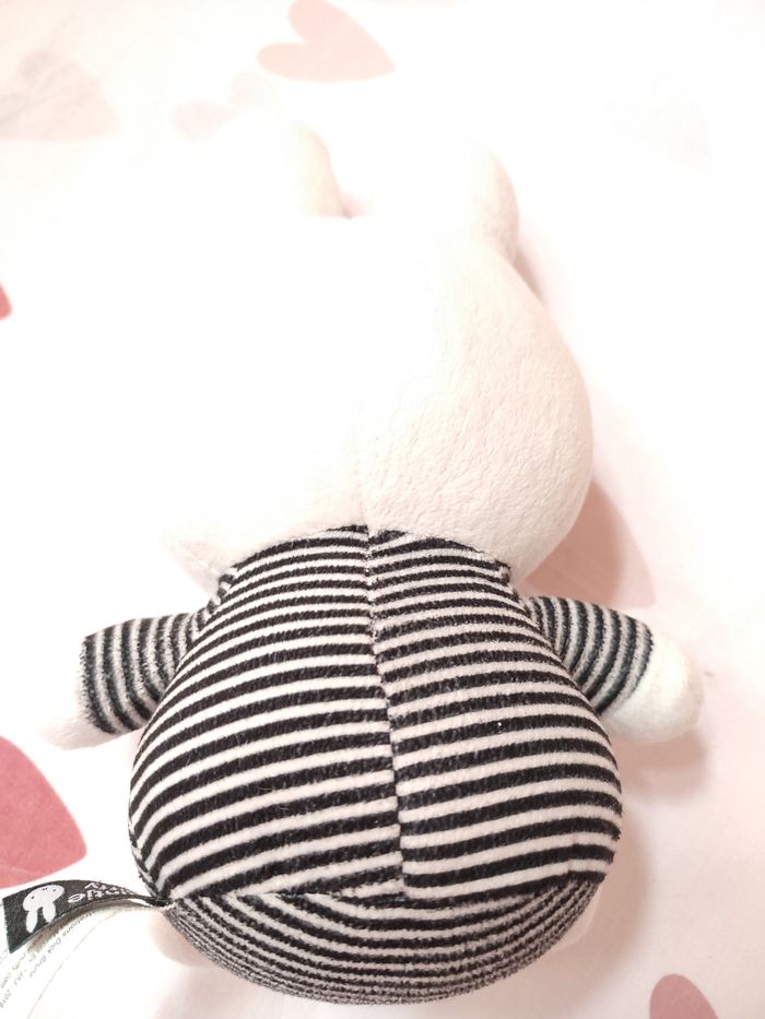 Peluche lapin Miffy avec grelot - Noir et blanc - Très bon état - photo numéro 3
