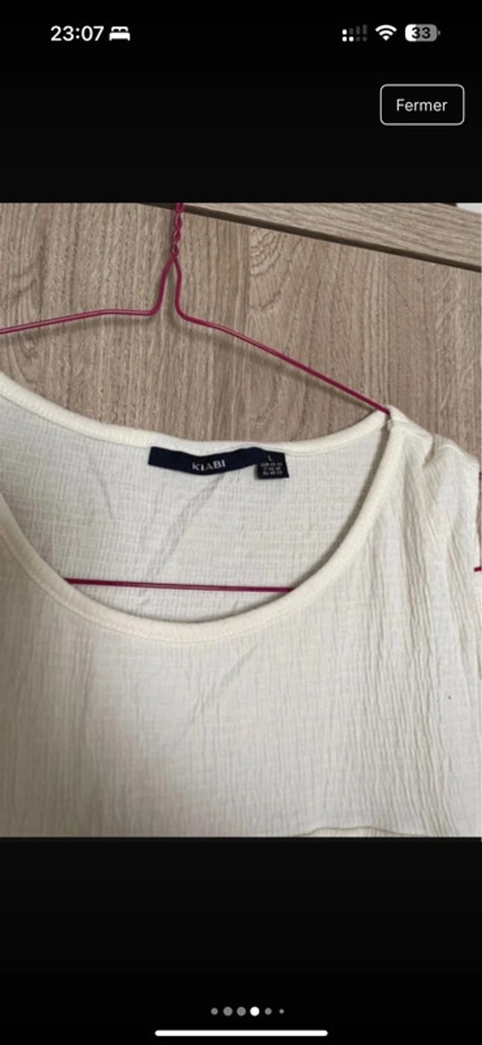 Débardeur blanc écru froufrou - photo numéro 4