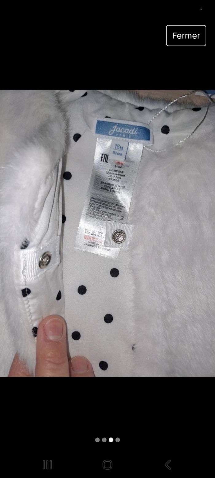 Gilet fausse fourrure sans manche jacadi 18 mois - photo numéro 3