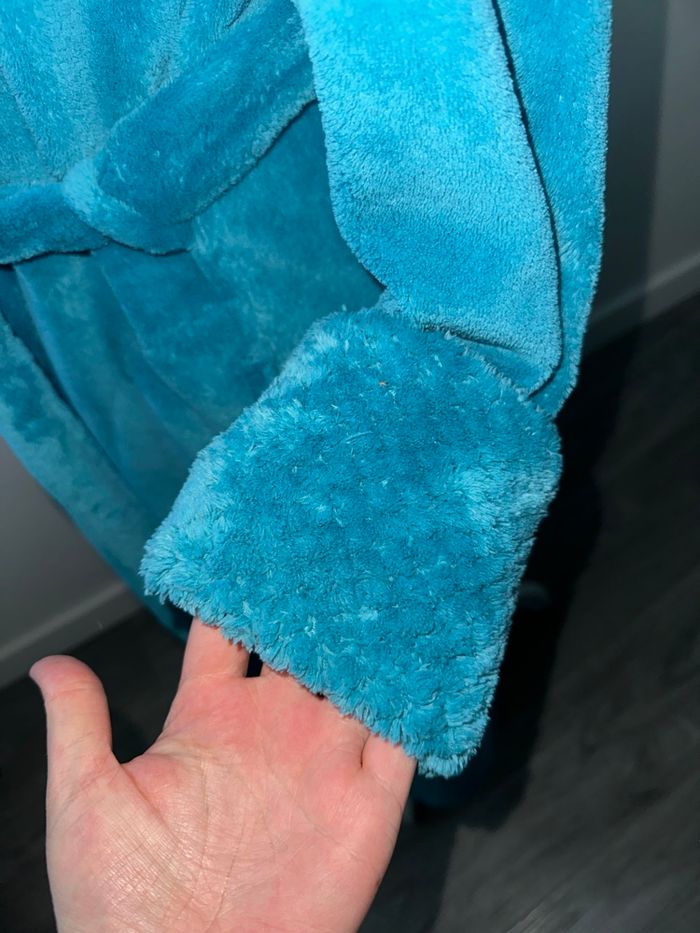 Robe de chambre peignoir polaire bleu canard Vintage T38 M - photo numéro 7