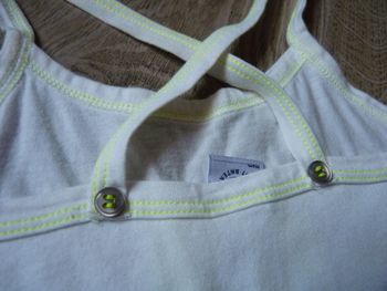 Debardeur Fille 10 ans Petit Bateau top blanc et jaune fluo TBE