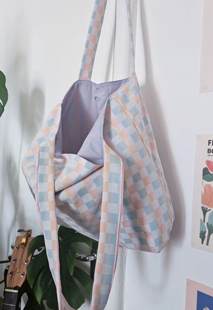 Tote bag damier pastel - photo numéro 4
