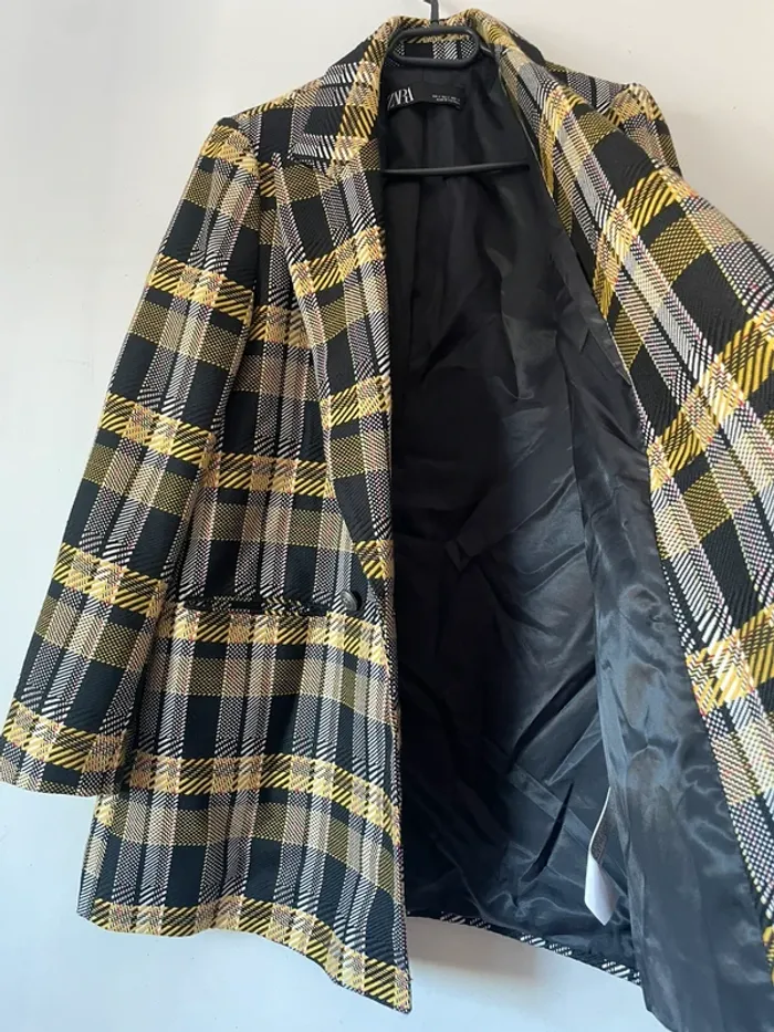 Zara Veste blazer tailleur à carreaux oversize taille S - photo numéro 16
