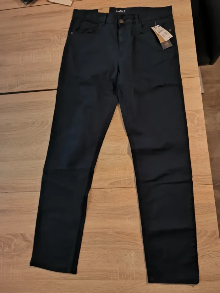 Pantalon stretch slim 5 poches bleu marine