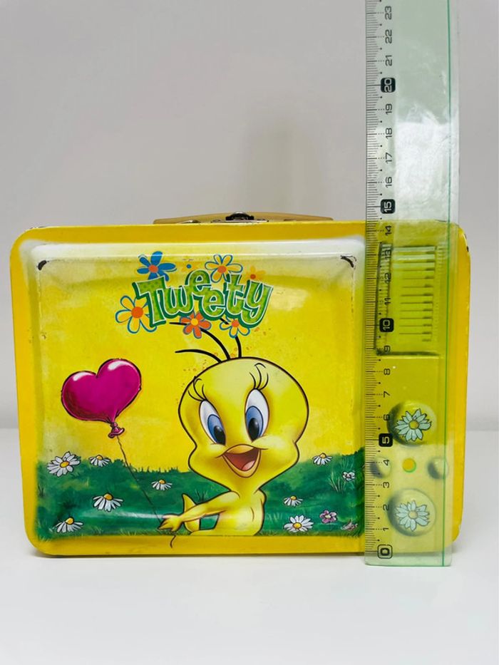 Valise métallique enfant Titi et gros miné jaune vert rose fleur ballon coeur - photo numéro 10
