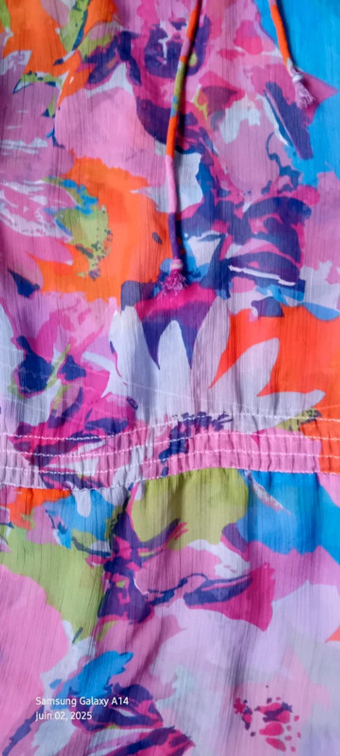 Robe tunique longue en voile motif floral coloré femme 44/46 yessica - photo numéro 16