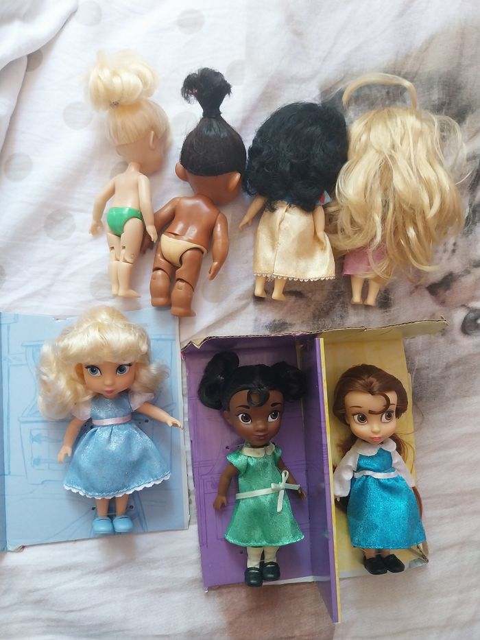 Lot 7 poupées miniatures Animators Princesses Disney Mini-Animators Tiana Belle Cendrillon Vaiana Aurore - photo numéro 6