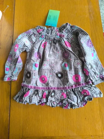 318883 blouse grise à motifs fille 12 mois premaman