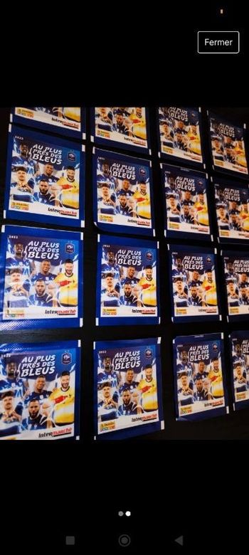 Football français  Lot de 16 sachets de 4 cartes autocollantes ( 16x4=64 cartes)