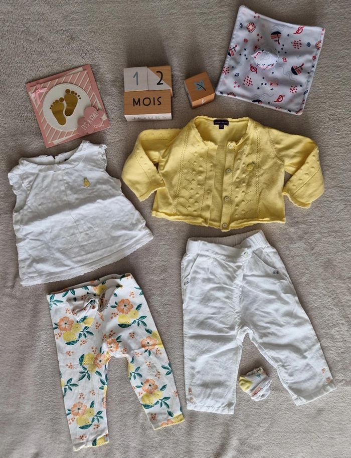 Ensemble 5 pièces blanc & jaune - 12M - Sergent Major (BE)