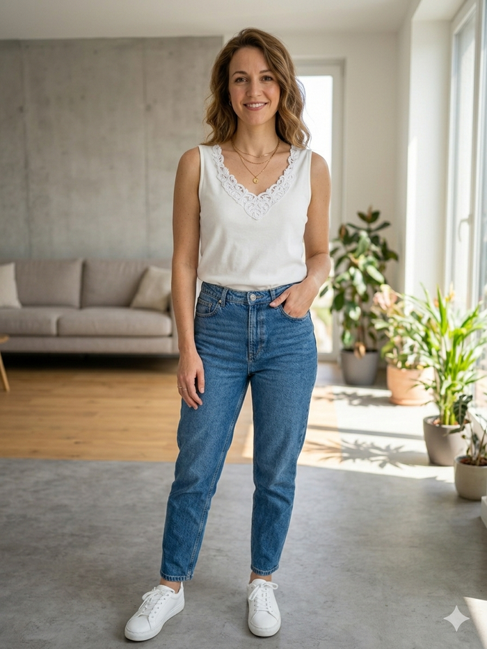 Débardeur blanc avec broderies taille 38 - photo numéro 1
