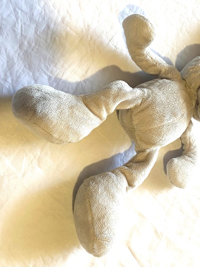 Petit Lapin Beige Doudou Intérieur Oreilles Museau Blancs Animal Faune Peluche Petits Enfants Bébés - photo numéro 3