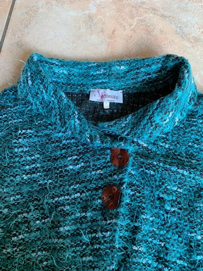 Gilet affinités Armand Thierry T 1 7% de laine bleu chiné - photo numéro 2