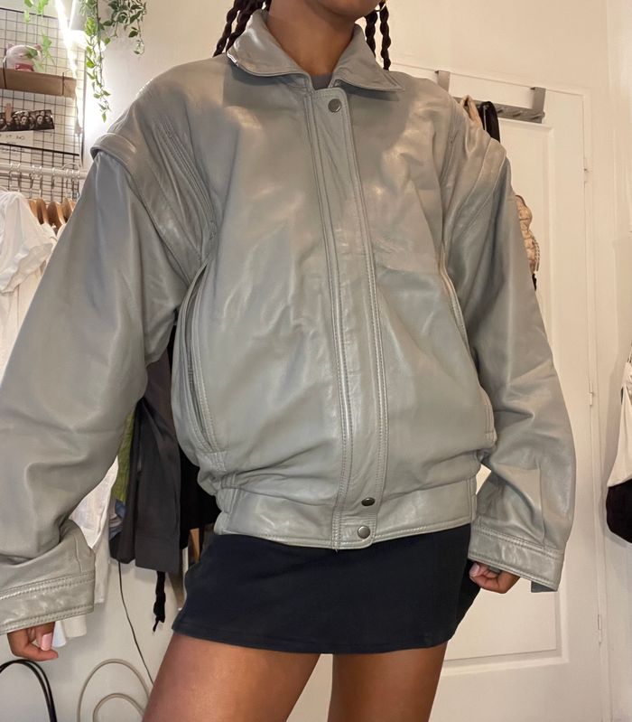 veste 100% cuir vinted oversize 80s - photo numéro 4