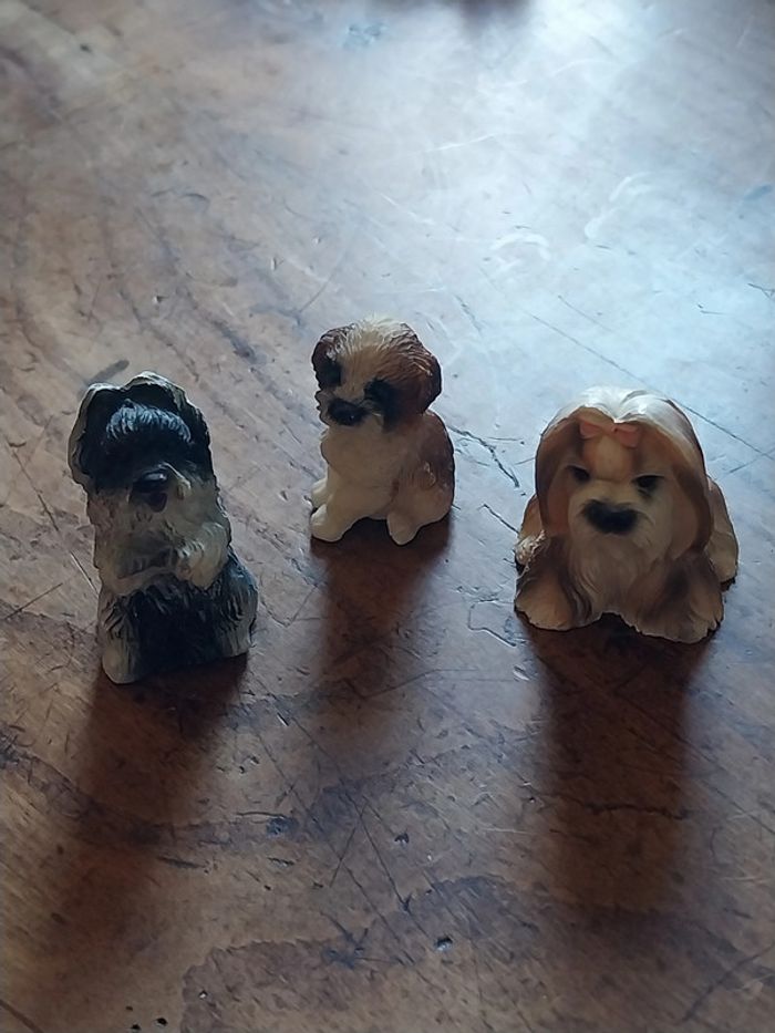 Yorkshire terrier 3 chiens en résine vintage collection