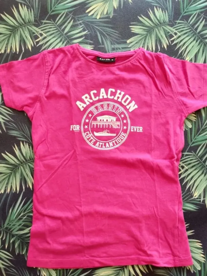 T-shirt fille Bassin d'Arcachon rose fuchsia 8 ans