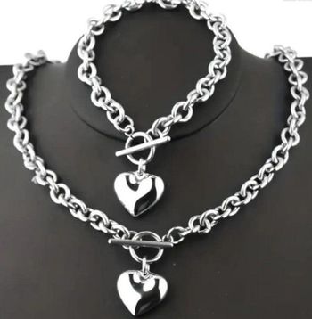 Parure collier bracelet coeur