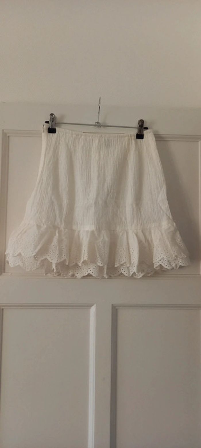 Jupe blanche à volants en dentelle shein 38