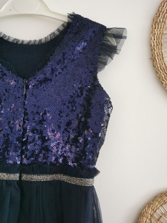 Robe de soirée, cérémonie bleu marine à sequins et tulle Vertbaudet 4 Ans - photo numéro 7