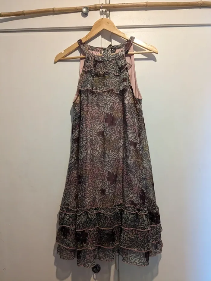 Robe Agatha Halterneck sortie de collection - fleurie rose