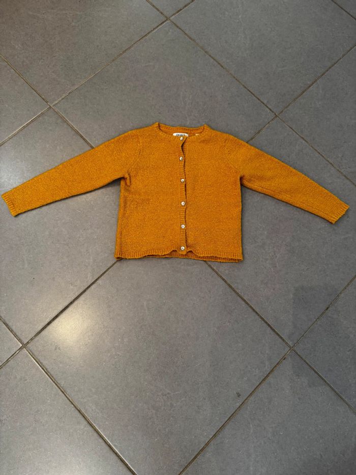 Gilet à boutons - Okaidi - Jaune moutarde & argenté - 5 ans