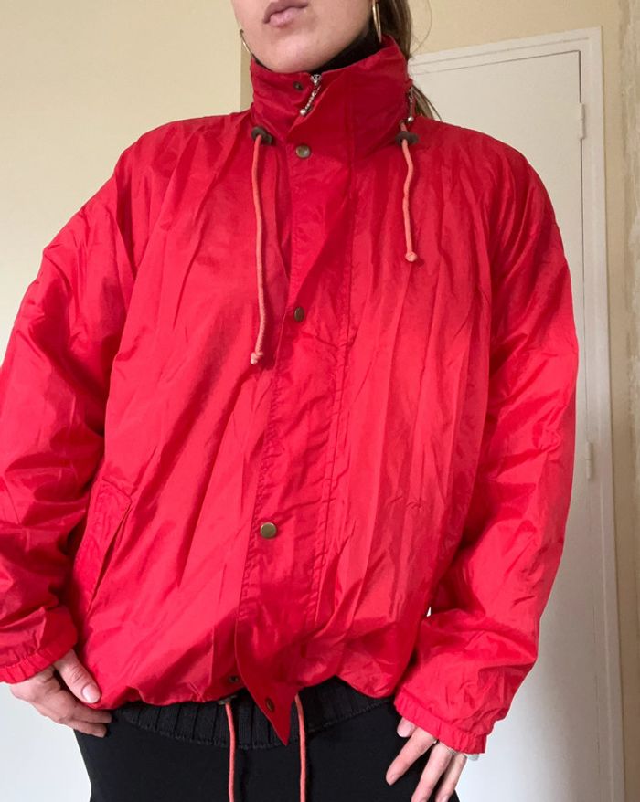 Imperméable/ coupe vent molletonné chaud rouge - photo numéro 2