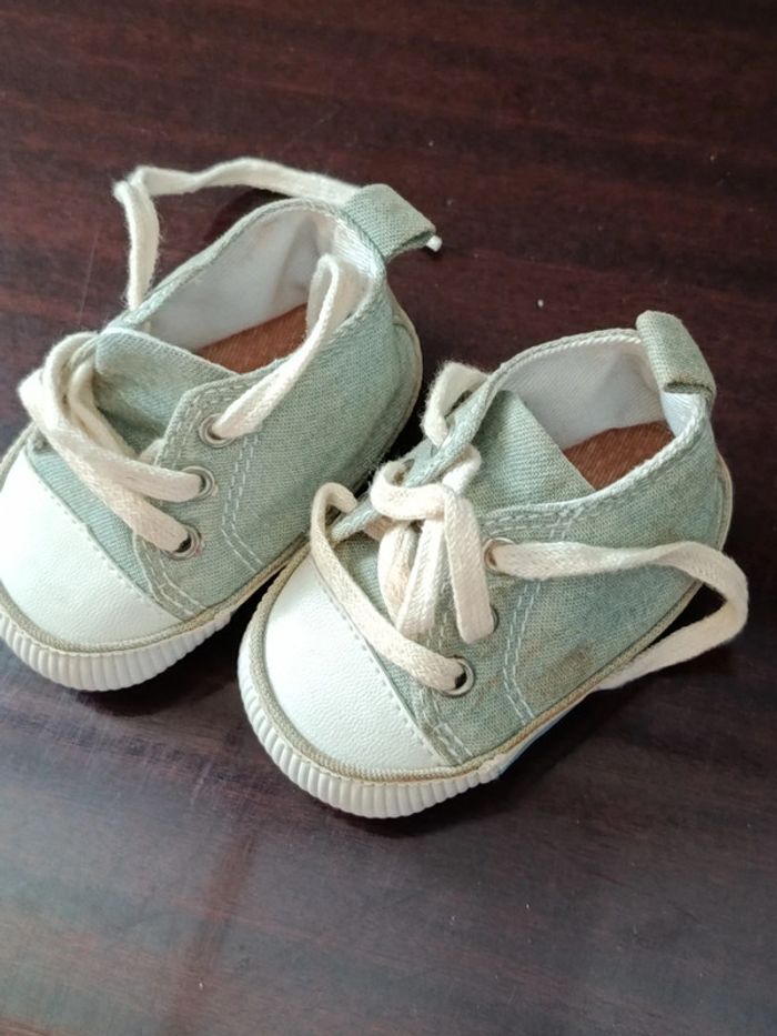 Chaussures bébé tissu et semelle cuir - photo numéro 4