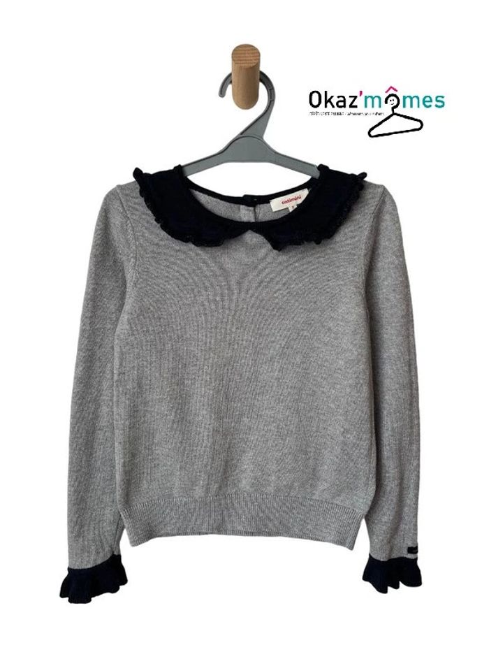 Pull fin gris et marine pailleté - Catimini 8 ans (128cm)