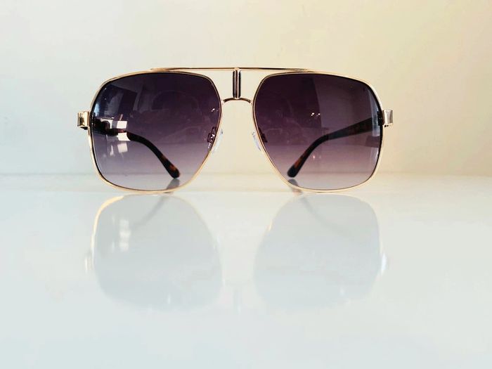 Lunette de soleil homme dorée et marron léopard verres dégradés taille large - photo numéro 2