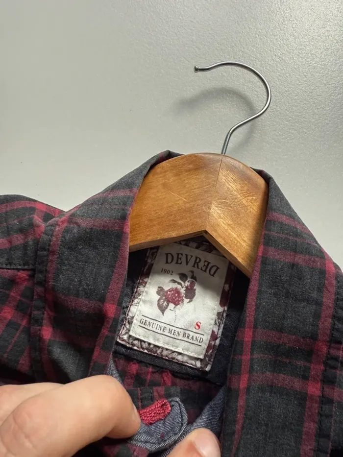 Chemise à carreaux bordeaux noir Devred - photo numéro 3