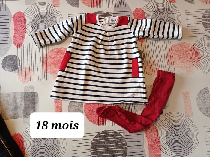Tenue ensemble robe marinière Taille 18 mois 👧 - photo numéro 2