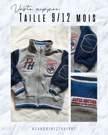 Veste zippée grise et bleue