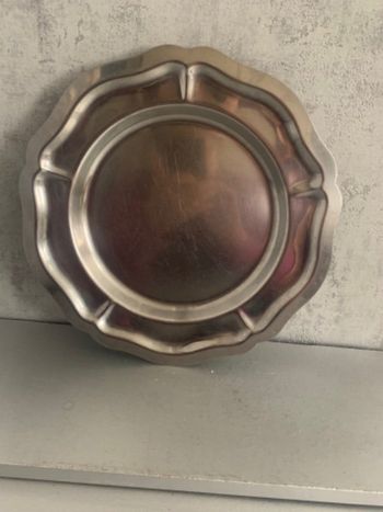Plateau en inox 31 cm de diamètre + autre