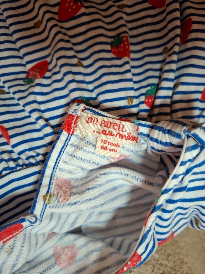 Robe à rayures bleu et blanc motif fraise - 18 mois - Du Pareil au Même - photo numéro 3