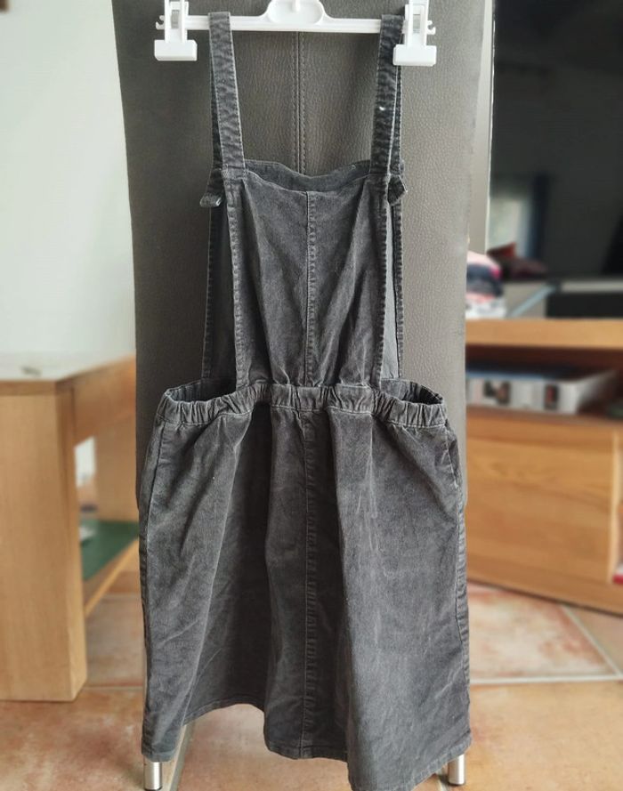 Robe chasuble en velours gris 12 ans - photo numéro 2